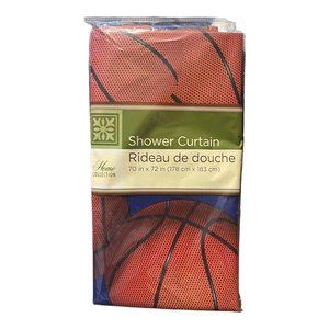 Home Collection Shower Curtain Basketball Allover Print 70in x 72in Sports NEW